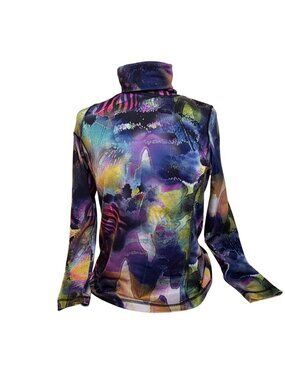 Vintage Sno Skins Graffiti Turtleneck Base Layer Top Womens Large Purple Blue